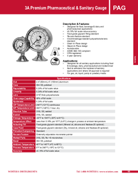 Thumbnail of document Data Sheet - PAG 3A Pharma, Food, Beverage & Dairy Sanitary Gauge